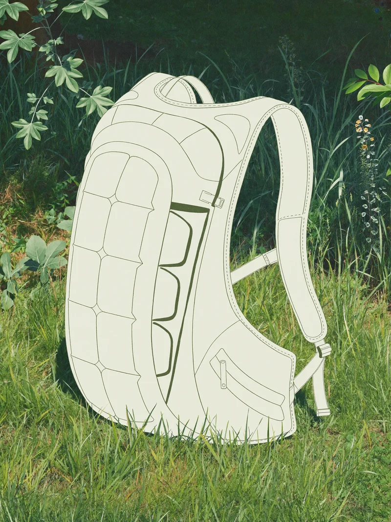 Ilustrace konceptu technického batohu bez log